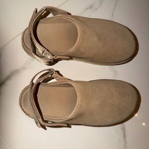 UGG Tan Suede Mules with Ankle Strap